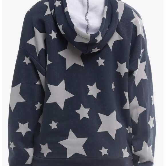 Social Collision® Dark Blue & Grey Star Girls Hoodie size XL - Picture 3 of 9